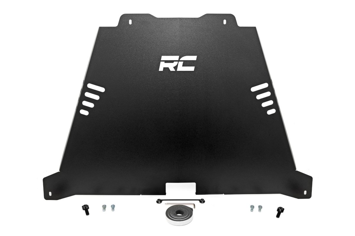 Toyota Tacoma Catalytic Converter Shield - Rough Country - Anti-Theft Skid Plate, 14-gauge Steel - '16-'23